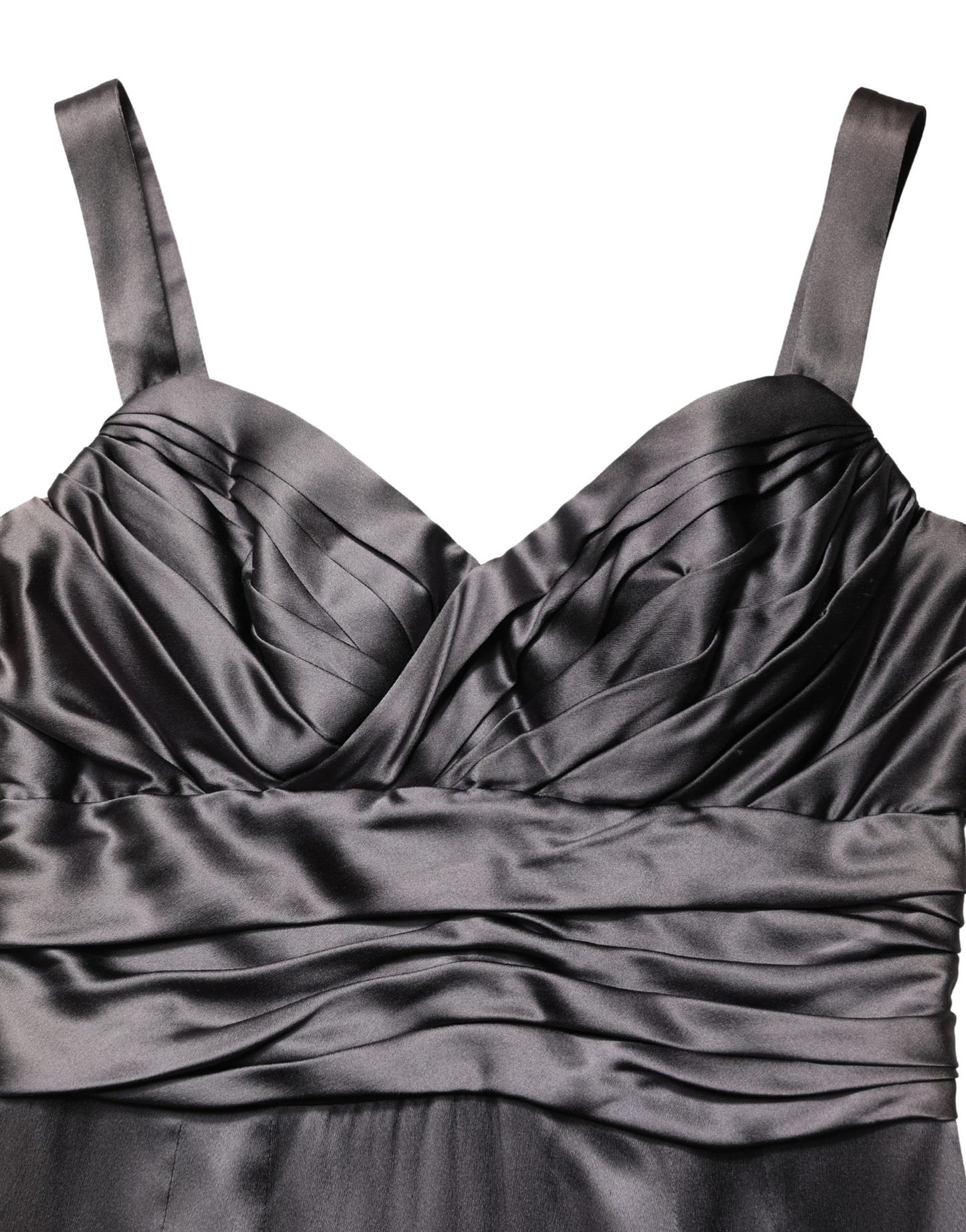 Black Satin Sleeveless Sweetheart Dress