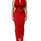 Red Halter Corset Sleeveless Sheath  Dress