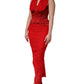 Red Halter Corset Sleeveless Sheath  Dress