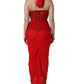 Red Halter Corset Sleeveless Sheath  Dress