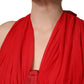 Red Halter Corset Sleeveless Sheath  Dress