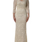 Off White Floral Lace Sheath Maxi Dress