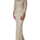 Off White Floral Lace Sheath Maxi Dress