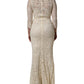 Off White Floral Lace Sheath Maxi Dress