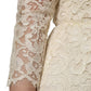 Off White Floral Lace Sheath Maxi Dress