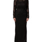 Black Floral Lace Sheath Long Maxi Dress