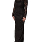 Black Floral Lace Sheath Long Maxi Dress