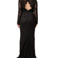 Black Floral Lace Sheath Long Maxi Dress