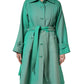 Green Buttoned Down Belt Trench Coat Jacket