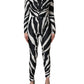 Black White Polyester Zebra Pattern Jumpsuit