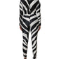 Black White Polyester Zebra Pattern Jumpsuit