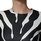 Black White Polyester Zebra Pattern Jumpsuit