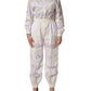 White Cotton Lace Trim Long Sleeves Jumpsuit