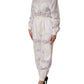 White Cotton Lace Trim Long Sleeves Jumpsuit