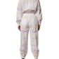 White Cotton Lace Trim Long Sleeves Jumpsuit