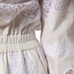 White Cotton Lace Trim Long Sleeves Jumpsuit