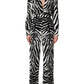 Black White Viscose Zebra Pattern Jumpsuit