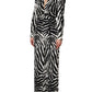 Black White Viscose Zebra Pattern Jumpsuit