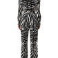 Black White Viscose Zebra Pattern Jumpsuit