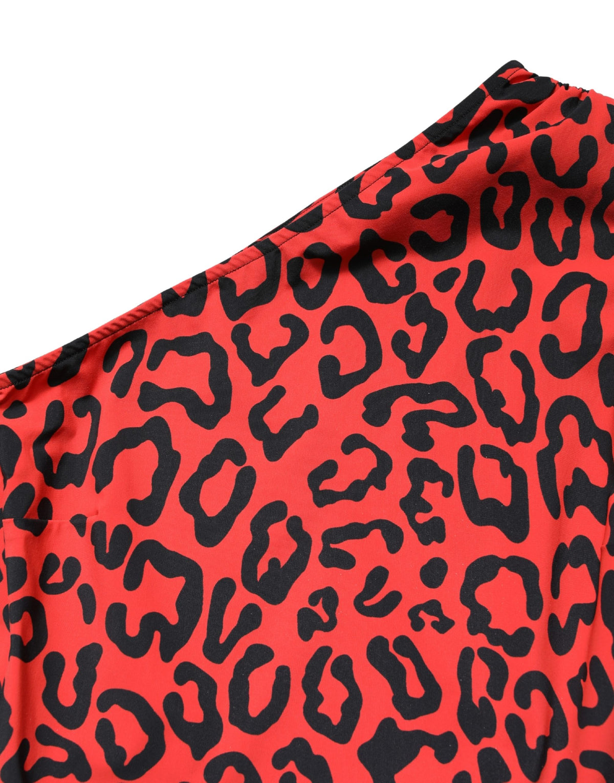 Black Red Nylon Leopard Pattern Jumpsuit