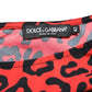 Black Red Nylon Leopard Pattern Jumpsuit