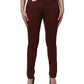 Maroon Mid Waisted Slim Fit Denim Trouser Jeans