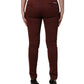 Maroon Mid Waisted Slim Fit Denim Trouser Jeans