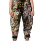 Black ColorSplash Effect Cargo Cropped Pants