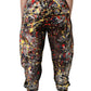 Black ColorSplash Effect Cargo Cropped Pants