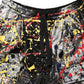 Black ColorSplash Effect Cargo Cropped Pants