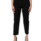 Black Wool High Waist Cropped Tapered Pants