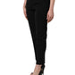 Black Wool High Waist Cropped Tapered Pants