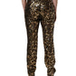 Gold Leopard Sequined Straight Trouser Pants