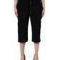 Black Viscose Mid Waist Cropped Women Pants