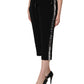 Black Viscose Mid Waist Cropped Women Pants