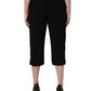 Black Viscose Mid Waist Cropped Women Pants