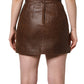 Brown Leather High Waist Bodycon Mini Skirt
