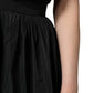 Black High Waist Pleated A-line Long Maxi Women Skirt