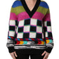 Multicolor Stripes V-neck Pullover Sweater