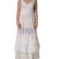 White Cotton Sleeveless Lace Maxi Dress