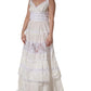 White Cotton Sleeveless Lace Maxi Dress