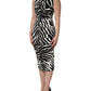 Black White Zebra Cady Calf Length Dress