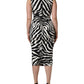 Black White Zebra Cady Calf Length Dress