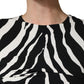 Black White Zebra Cady Calf Length Dress