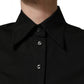 Black Cotton Sleeveless Collared Blouse Top