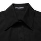 Black Cotton Sleeveless Collared Blouse Top