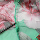 Green CarnationPrint Silk Collared Blouse Top