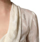 Off White Floral Semi Sheer Silk Blouse Top