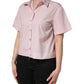 LightPink Cotton Collared Buttoned Blouse  Top
