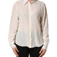 Off White Collared Long Sleeves Blouse Top